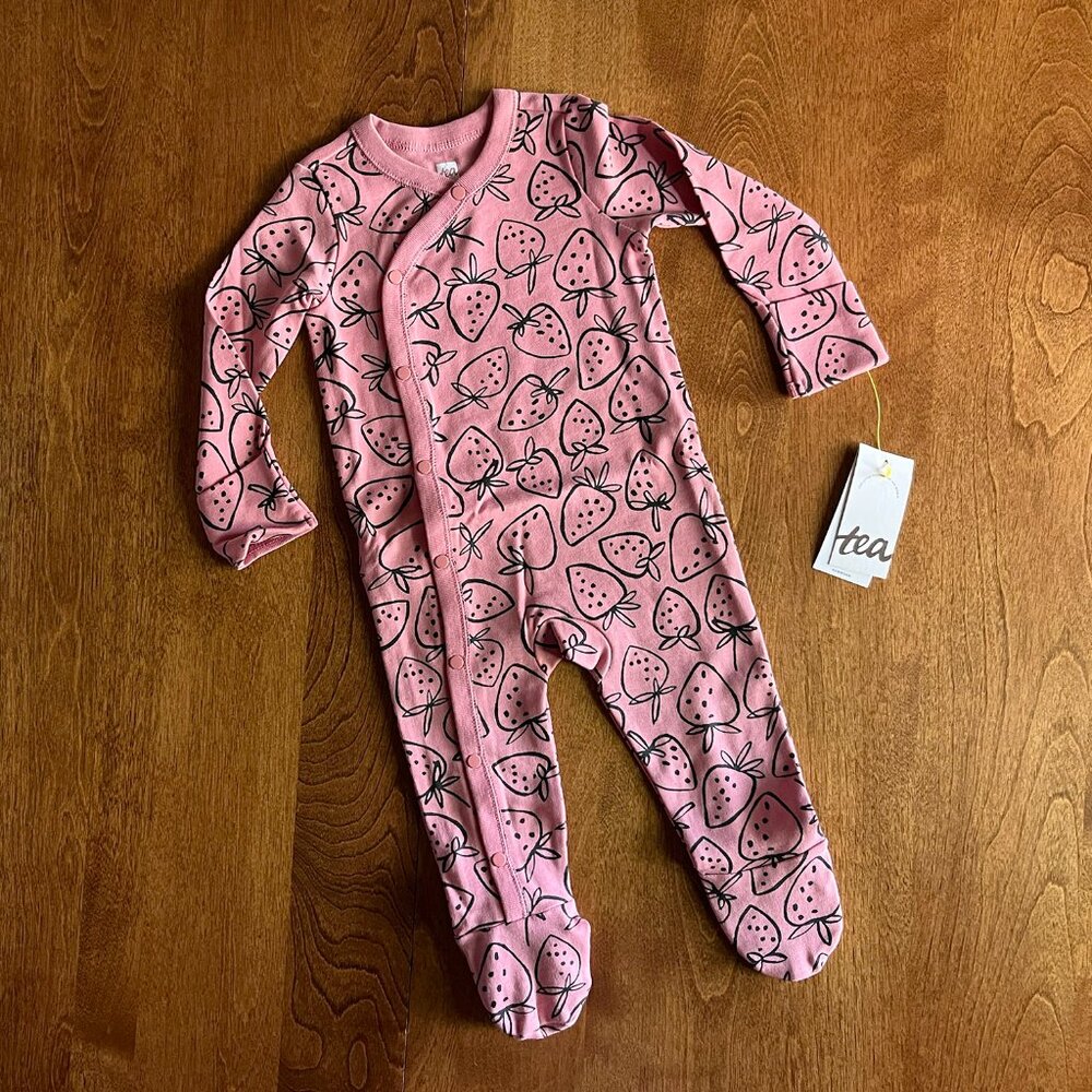 Tea Collection strawberry romper 3-6m NWT